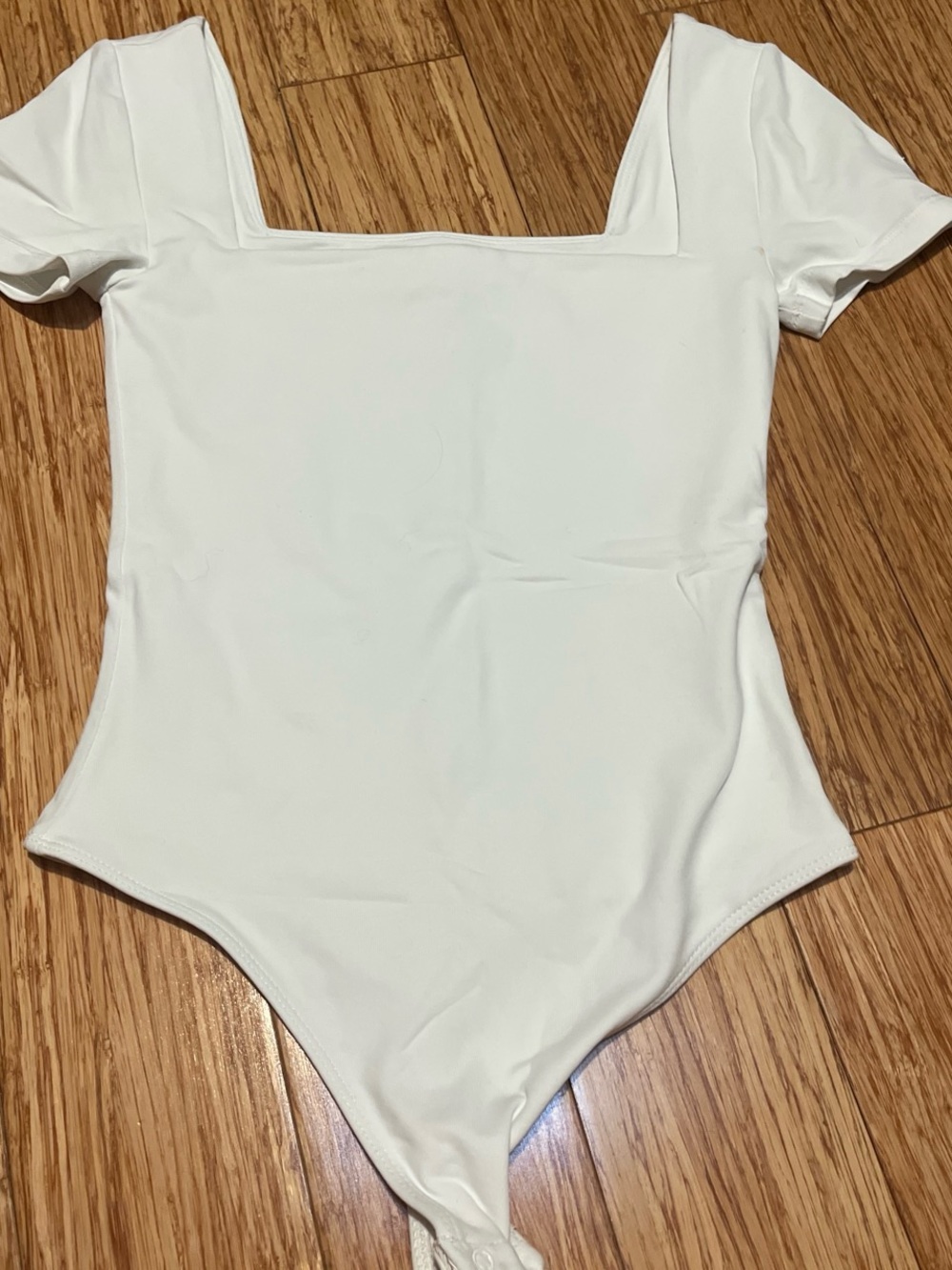 Aritzia White Square Neck One-Piece Bodysuit